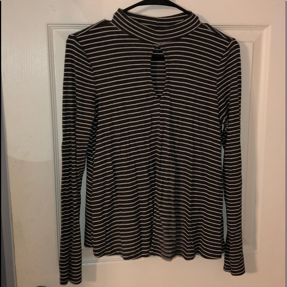 Gray and White Stripe Long Sleeve